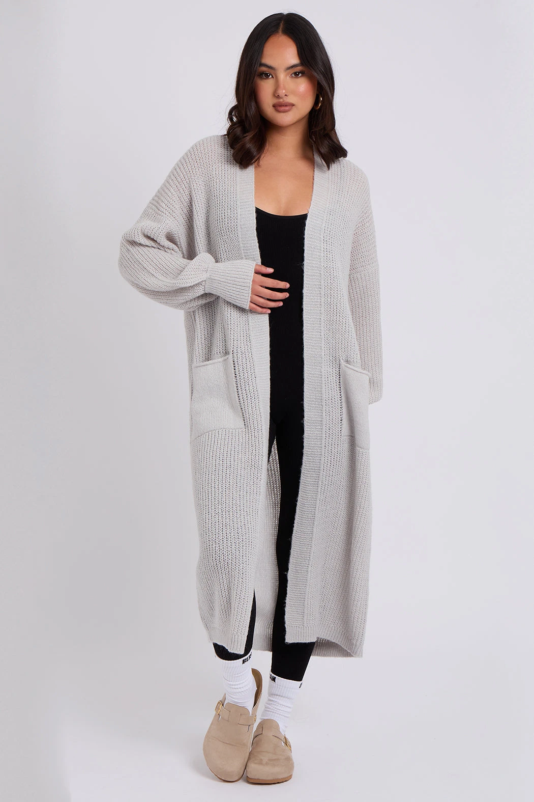 Grey Chunky Longline Cardigan /