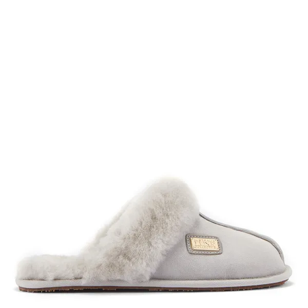 Grey Closed Mule Suede Slippers