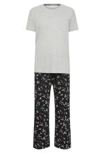 Grey Ditsy Floral Print Wide Leg Pyjama Set Petite Grey Ditsy Floral Print Wide Leg Pyjama Set Petite