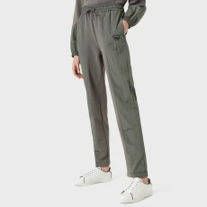 Grey Elasticated Cotton Trousers - Green Grey Elasticated Cotton Trousers - Green
