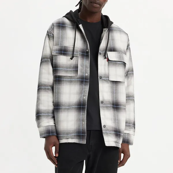 Grey Jack Check Cotton Hoodie - Grey