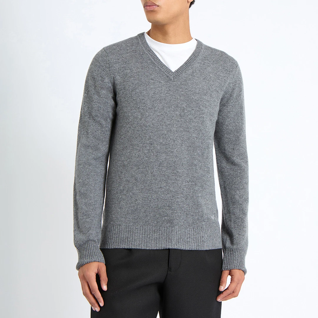 Grey Knitted Cashmere Jumper - Beige