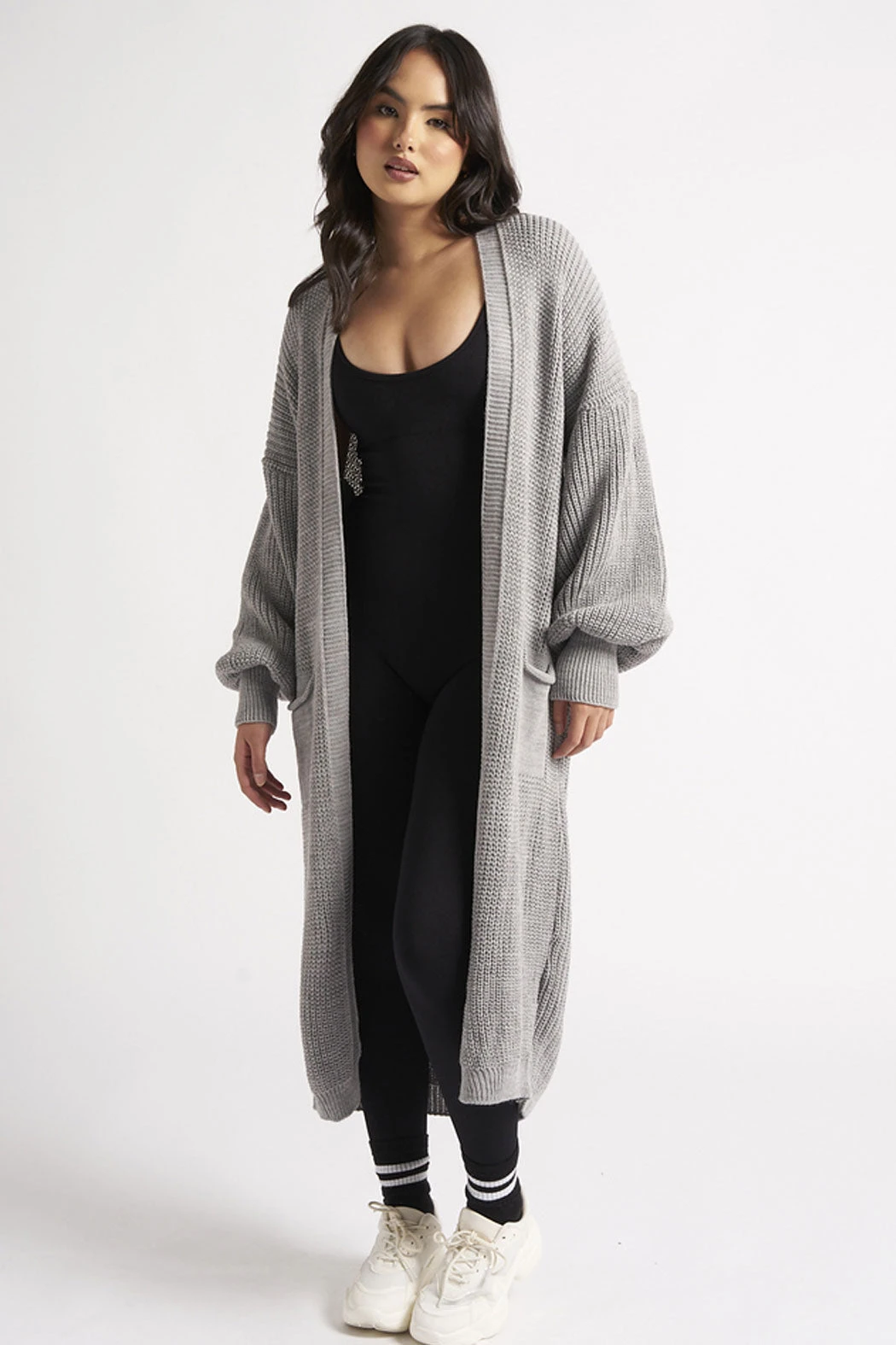 Grey Longline Cardigan /