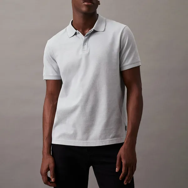 Grey Oxford Two Tone Polo Shirt - Grey