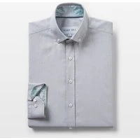 Grey Oxford with Oriental Paisley Accents Button-Down Shirt, S