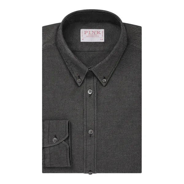 Grey Slim Fit Oxford Cotton Shirt - Grey