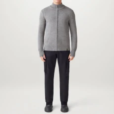 Grey Sternway Wool Zip Cardigan