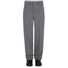 Grey Straight Leg Wool Blend Trousers Grey Straight Leg Wool Blend Trousers