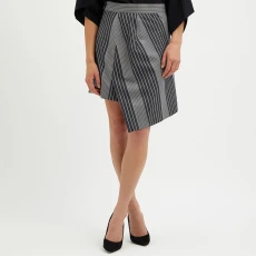 Grey Stripe Asymmetric Wool Mini Skirt