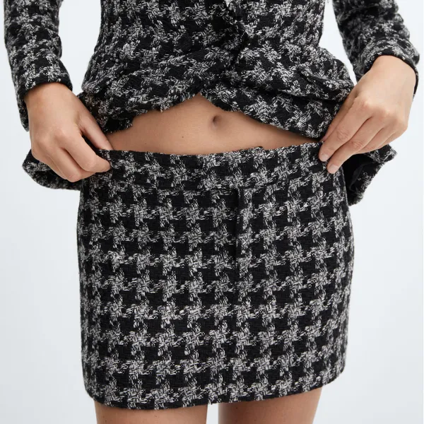 Grey Tweed Suit Mini Skirt - Grey