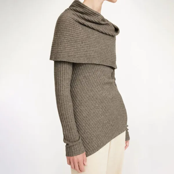 Grey Wool Blend Janeli Top - Beige