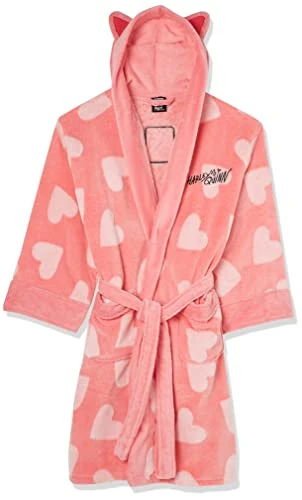 Groovy Uk  Harley Quinn Cosy Hearts Bathrobe with Ears, One Size, Pink