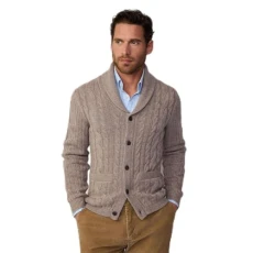 Hackett Cable Shawl Cardi Cardigan L Beige Hackett Cable Shawl Cardi Cardigan L Beige