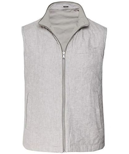 Hackett Men's Reversible Quilted Linen Gilet Beige XXL