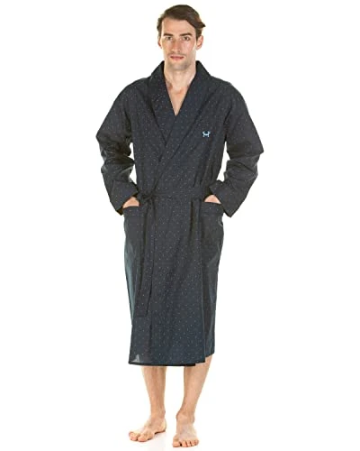 Haigman Easy Care Printed Dressing Gown 7596 Navy Dots Medium