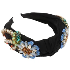 Hair Band 1pc Bands Hairbands Elegant Headwear Padded Crystal Decorative Headband Holiday Accessories Headbands Diamond Headdress Wide Hair Rhinestone Baroque Head Black Headband