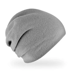 Haley Knitted Beanie Hat Made of Wool with Ruffles for Women Fine Knit Quality Made in Europe - Grey - One size