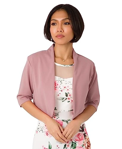 Half Sleeve Tailored Open Occasion Shrug (Dusty Pink, S) 11016-DSTPNK-S