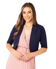 Half Sleeve Tailored Open Occasion Shrug (Navy, S) 11016-NVY-S Half Sleeve Tailored Open Occasion Shrug (Navy, S) 11016-NVY-S
