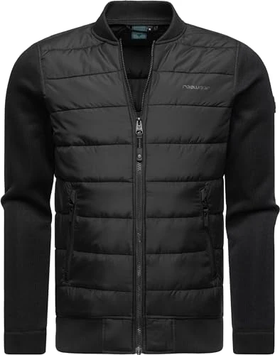 Hallmar Men's Transition Jacket Lightweight Quilted Jacket Short with Ribbed Knit Sleeves S-4XL, black, XXXL