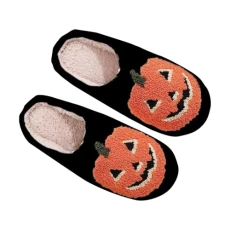Halloween Christmas Slippers Holiday Slipper House Shoes Home Slipper for Women Fuzzy Outdoor Indoor Bedroom Slippers(Gold,7-7.5)