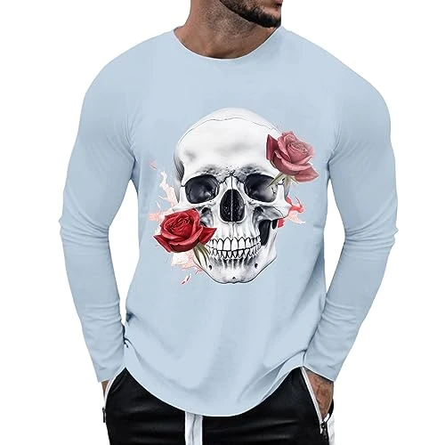 Halloween Shirt Men's T-Shirt Plain Casual Plus Size Halloween Partial Print Long Sleeve T Shirts Me