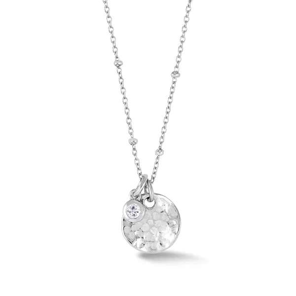 Hammered Disc & White Sapphire Array Necklace