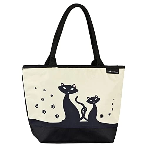 Handbag Black Cats Design Shopper Dimensions L 42 x H 30 x D 15 cm Beach Bag Handbag Office, multicoloured, Contemporary