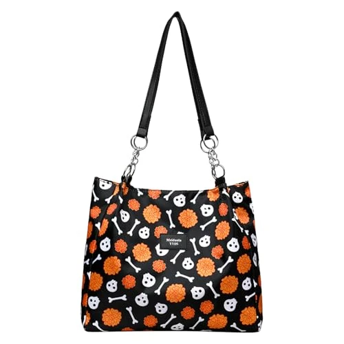 Handbag Women's Shoulder Bag Tote Shopper Halloween Printed Nylon Shopping Bag for Beach Travel Large Capacity Shoulder Bag Shoulder Bags Tote Bag Women, black, One Size