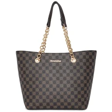 Handbags for Women Chain Shoulder Bag Leather Tote Bag Purse Top Handle Hobo Handbag, Coffee, L