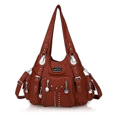 Handbags for Women Soft PU Leather Large Hobo Bags for Ladies Top Handle Satchel Shoulder Bag, 158#129brown-us, One Size
