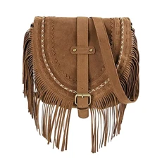 Handmade Suede Womens Shoulder Bag Tassel Bag Saddle Bag Fringed Bohemian Adjustable Shoulder Strap Handbag Purse for Women Girls Summer Handmade Suede Womens Shoulder Bag Tassel Bag Saddle Bag Fringed Bohemian Adjustable Shoulder Strap Handbag Purse for Women Girls Summer