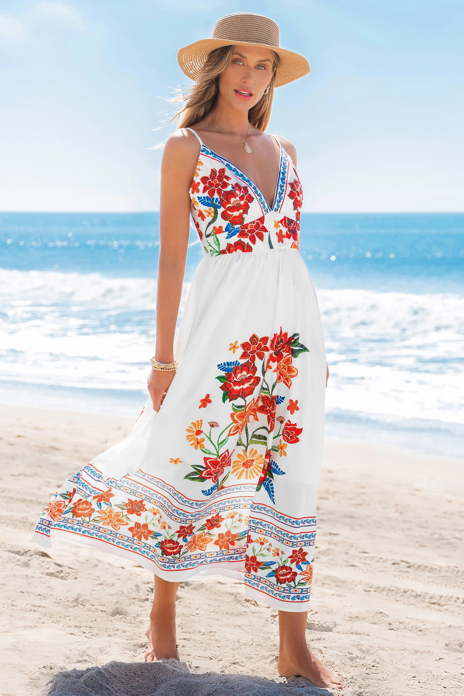 Handpicked Blooms Floral Maxi Dress - White