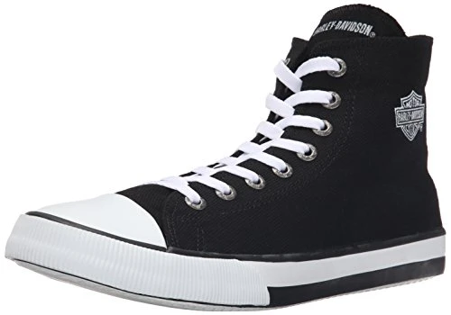 Harley Davidson Leather Sneaker Lace-Up D93816 Nathan Black Black, Size:46
