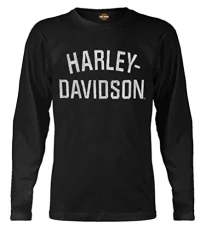 Harley Davidson Men's Shirt, Heritage H-D Script Long Sleeve, Black 30296633 - Black -