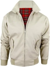 Harrington Jacket Adults Unisex Mens Ladies Womens Vintage Classic Retro Scooter 1970'S Bomber MOD Skin Tartan Lining Coat Top Beige Size M Harrington Jacket Adults Unisex Mens Ladies Womens Vintage Classic Retro Scooter 1970'S Bomber MOD Skin Tartan Lining Coat Top Beige Size M
