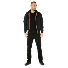 Harrington Jacket Adults Unisex Mens Ladies Womens Vintage Classic Retro Scooter 1970'S Bomber MOD Skin Tartan Lining Coat Top, Black, L
