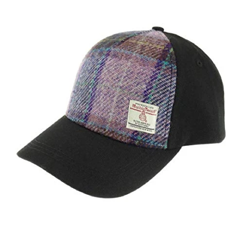 Harris Tweed Front Baseball Cap (Colour 34 Purple Check)