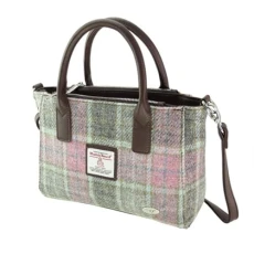 Harris Tweed Tote Handbag – LB1228 Brora With Detachable Shoulder Stap (Col134 Soft Pink)