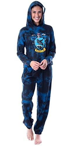 Harry Potter Womens' Hogwarts Houses Tie Dye Hooded Jogger Set-Ravenclaw (Small)