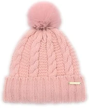 Hat, Women's Hat, Bobble Hat, Wool Hat, Winter Hat, One Size, Knitted Hat, Cable Knit, Soft Acrylic Wool, Lettering, rosé, One Size