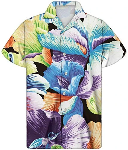 Hawaiian Floral Aloha Shirts for Men Boys Adult Fashion T Shirt Summer Travel Holiday Beach Party Bl