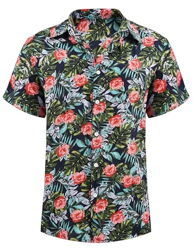 Hawaiian Shirt Men Floral Aloha Beach Shirt Casual Short Sleeve Summer Shirts for Beach Holiday Part