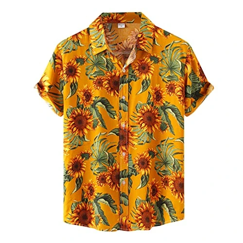 Hawaiian Shirt Men's Casual Fashion Shirt Top Hawaii Floral Printed Top Shirts Short Sleeve Turn-Down Collar Button Fashion Shirt Mens T Shirts Casual Funky Hawaiian Shirt Mens Hawaiian Shirt