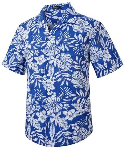 Hawaiian Shirt Mens Shirts Short Sleeve Summer Funky Hawaii Leaf Printed Button Down Short Sleeved C