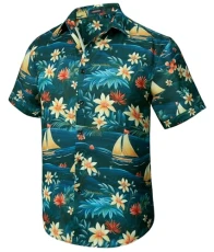 Hawaiian Shirts for Men Funky Short Sleeve Shirts Casual Summer Beach Hawaii Shirt Blue/Black XXL