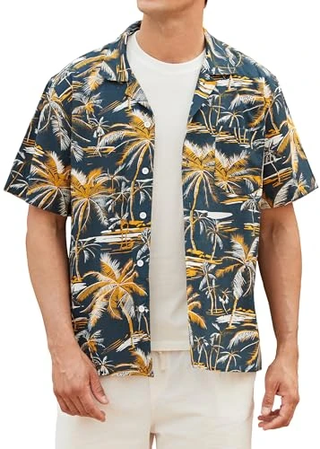 Hawaiian Shirts for Men Short Sleeve Summer Beach Hawaii Shirts for Men Casual Cuban Collar Shirts f