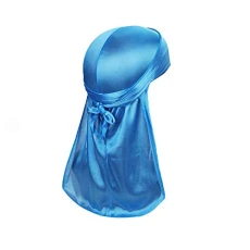 Headwrap Polyester Rag Tail Bandana Gift Men/Women Durag Headwear Hat Silk Baseball Caps Fashion Sun Hat (Light Blue, Free Size)