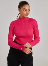Heart Sleeve Detail Ribbed Top / PINK Heart Sleeve Detail Ribbed Top / PINK