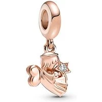 Heart Winged Angel Charm - Rose Gold